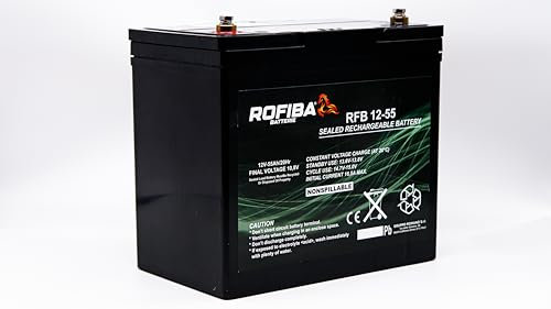 Batteria Rofiba RFB 12-55 55Ah 12V VRLA AGM Deep Cycle – Alta Prestazione, Scarica Lenta, Zero Manutenzione, Terminali M6 – Ideale per Veicoli Elettrici