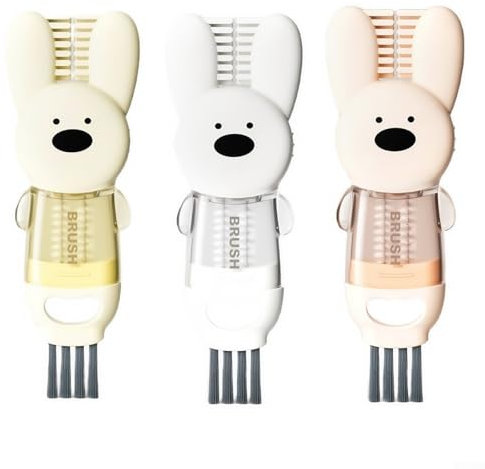 Zilimontt 4-in-1 Portable Cup Lid Cleaning Brush Set Kitchen Bottle Cleaner Tools with Ergonomic Handle Hanging Hole for Various Cup Shapes Sizes