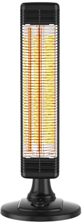Climative Infrarot Heizstrahler Terrasse FIX 1000W – Infrarotheizung Standgerät mit vertikaler & horizontaler Oszillation, 2 Heizstufen, IP24 Elektroheizung, Heizstrahler Outdoor & Innenraum, Schwarz