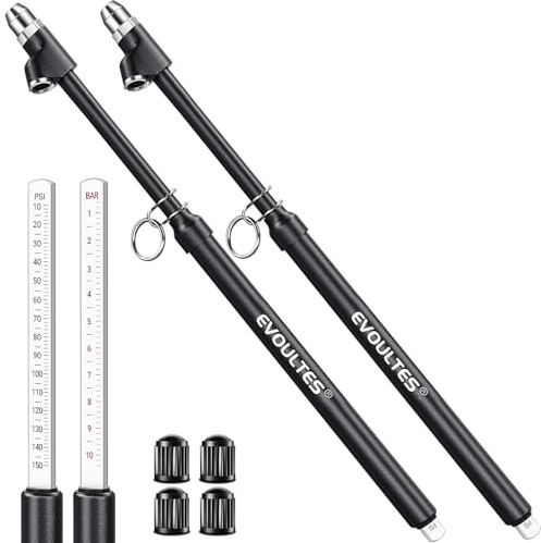 2 PCS Heavy Duty Tire Pressure Gauge, Straight-On Dual Head Air Pressure Gauge Range 10-150 PSI 1-10 Bar, Semi Truck Tire Gauge Extended Tube for Truck, RV, Bus, Motorcycle