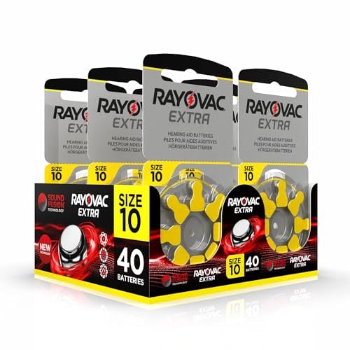 Hearing360 40 Piles pour appareils auditifs Rayovac Extra modèle 10, Longue durée, compatibilité Universelle, sans Mercure (5 blisters de 8 Piles)
