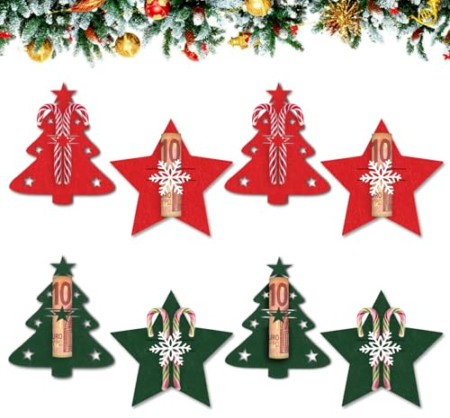 LIZANQU 8 Stück Geldgeschenk Weihnachten, Geldgeschenk aus Filz, Verpackung Geldgeschenke Weihnachten, Verpackung Nikolaus Geschenk, für Kinder Famile Freund Kollegen (A)