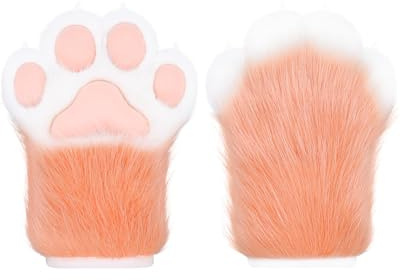 ZFKJERS Cosplay Tier Verlängerte Flauschige Kunststoffkrallen für Katzen Fursuit Pfoten Handschuhe Erwachsene Kostüm Zubehör Set