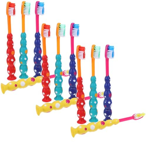 FRCOLOR 12stücke Kinderzahnbürsten mit Cartoon-motiven Weiche Borsten Saugnapf für Unterwegs Hause für Kleine Hände
