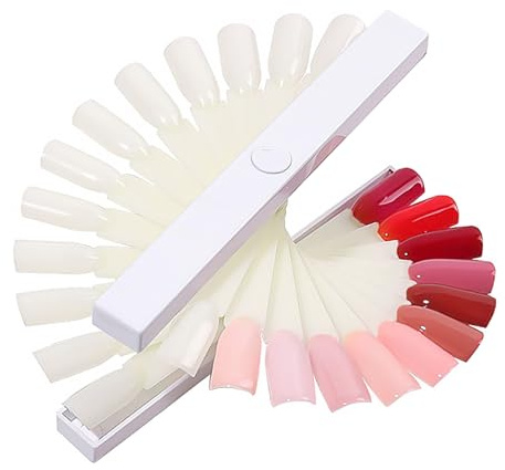 FUOYLOO 24-Color Spiral Nail Display Stand with Sector and Umbrella-Shaped Nail Practice Tips Board for Salon and Home Use