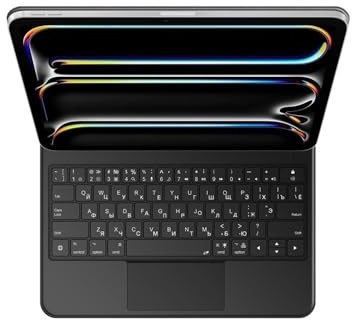 YSJX Touchpoint-Tastatur kompatibel mit iPad Pro 11 Zoll M4 2024, unterstützt mehrere Sprachen(Black+Russian)