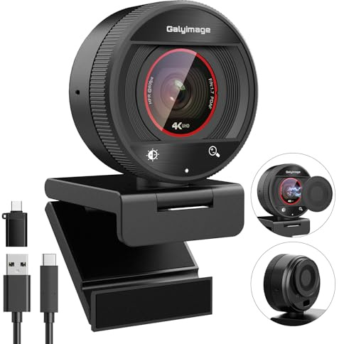 4K Webcam zum Streaming 1080P @ 60fps Web Cam Dual Noise Cancelling Mics 4K Web Camera with Privacy Cover/8X Digital Zoom, 78°FOV, USB Webcam Plug&Play for Video Calls/Meetings/Streaming/Zoom/Teams