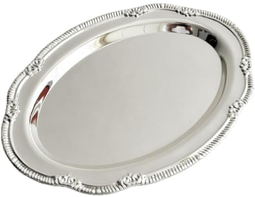 Vobumix Stainless Steel Dessert Tray Oval Serving Tray French Style Jewelry Tray for Cuisines Snack Candy Perfume Cosmetic
