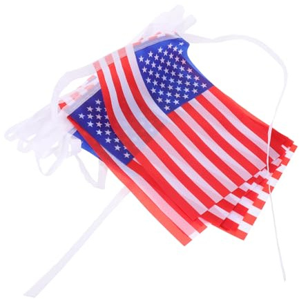 GANAZONO Juego de Banderines Bandera Nacional de América 16 Pies, Banderines de Tela Diseño de Banderas Americanas Pequeñas para Decoración de Exteriores, Fiestas Deportivas y Jardín