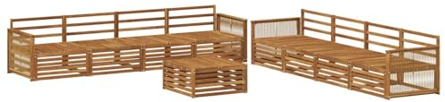 vidaXL Outdoor-Sofagarnitur 9 pcs Natur Massivholz Akazie, Garten Lounge Set, modernes Akazienholz Sofa, wetterfeste Möbel, Bequeme Terrassen Sitzgelegenheit