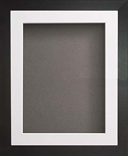 Radcliffe Black Wooden Deep Box 3D 24x20 Frame with White Mount for Image 20x16, Grey Backing Board * Choice of Sizes* Fitted with Perspex