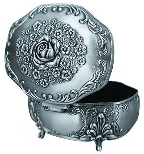 Unendlich U Retro Rose Gravur Damen Schmuckschatulle Ellipsoid Schmuckkasten Schmuckkoffer Schmuckkästchen Schmuckbox Schmuckdose