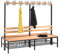 C und P Doppelseitige Garderobenbank ohne Schuhrost Umkleidebank 16 Haken, 165x200x75 cm