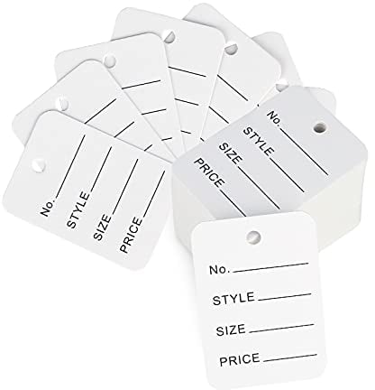 jijAcraft 1000Pcs Pre-Punched White Price Tags, 3.5x5CM Clothing Garment Price Labels/Tickets/Tags, Unstrung Marking Stock Labels, Hanging Display Tag for Clothes, Jewelry