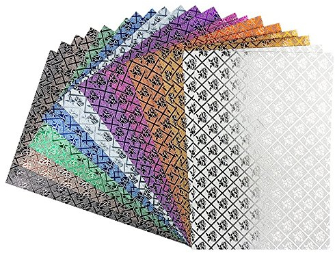 Ideen mit Herz Effekt-Papier, Rosen-Design, metallic, DIN A4, 128g/m², 20 Blatt | Bastelpapier, Glitzerpapier | für Grußkarten, Scrapbooking, DIY, Karten, Basteln, Dekoration