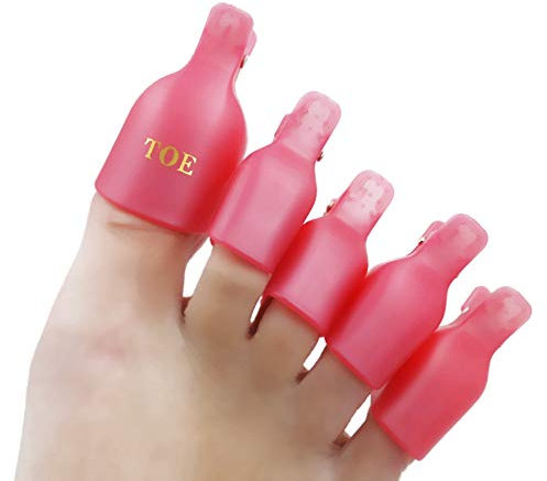 KADS 5 pcs/set Acrylic Nail Art Soak Off UV Gel Nail Polish Remover Wrap Clip Cap Nail Tools Beauty Nail Care Tool (Pink/Toe)