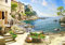 wandmotiv24 Fototapete Meer Burg Küste, XL 350 x 245 cm - 7 Teile, Wanddeko, Wandbild, Wandtapete, Fresko, mediterran, Stadt M1074