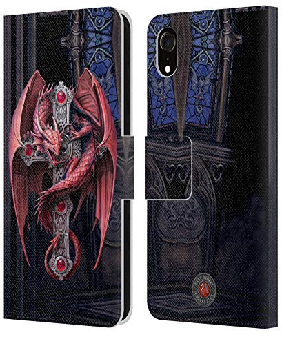Head Case Designs Officially Licensed Anne Stokes Gothic Guardians Dragons Leather Wallet Case Compatible With Apple iPhone XR