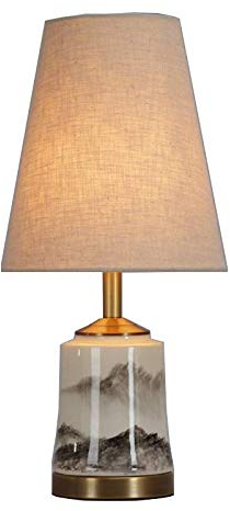 Fine Asianliving Chinesische Tischlampe Porzellan mit Schirm Orientalische Landschaft B22xT22xH47cm mit Lampenschirm E27 China Orientalische Tischleuchte Keramik Nachttischlampen Asia