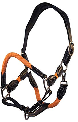 indira Seil-Leder-Halfter pro Flex PP-Strick-Echtleder (Pony, Orange 01)