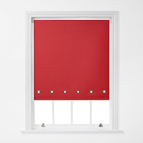 A.Unique Stylish Home Trimmable Square Eyelet Roller Window Blind in a Variety of Colours and Sizes - 5FT - Red - 150cm (W) x 170cm (L) | 59 (W) x 66.9 (L)