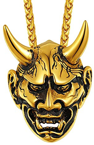Richsteel Gothic Gold Plated Necklace With Pendant For Men Teen Boys Punk Goth Chain Jewellery Mens Necklaces
