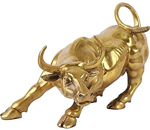 Wall Street Stier Figur Messing Skulptur Deko Feng Shui Goldenes Geld Stier Ochse Statue Reichtum Statue Messing Börse Stier Figur GlüCk Und Reichtum Handgefertigte Geschenk,Messing,Medium