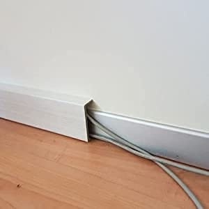 Porte Italiane, Zoccolino Battiscopa Passacavi in HDF, Resistente all'Acqua, Ideale per Coprire Battiscopa Esistenti, Prezzo/Quantità al Metro Lineare, Misura 3,3x9 cm, Colore Rovere Grigio