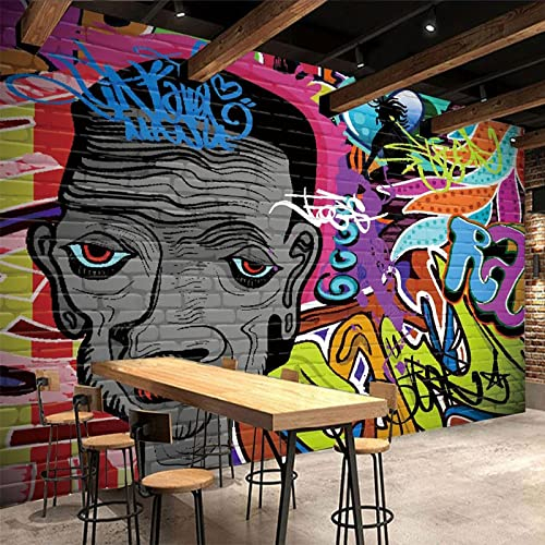 XTSWallpaper 3D Wandplakat Wandbild Tapete Wandtattoo 400X280Cm Graffiti Menschliches Gesicht Buchstaben Wandaufkleber 3D Wandbilder Decals Selbstklebend Vinyl Tapete Abnehmbare Kinder Zimmer Wandschm