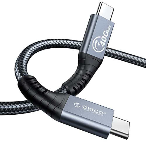 ORICO Cavo per Thunderbolt 4, Compatibile con Thunderbolt 3/USB4, Velocità di Trasferimento 40Gbps, 8K@60Hz (Due Display 4k@60Hz) con PD 100W (20V/5A) per PC, eGUP e Laptop (Diritto, 0.8M)