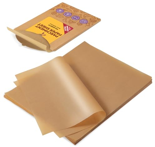 Heavy Duty Baking Paper Sheets 100 Pcs, 40.6x61cm Katbite Precut Parchment Paper for Baking Cookies, Cooking, Grilling Rack, Oven
