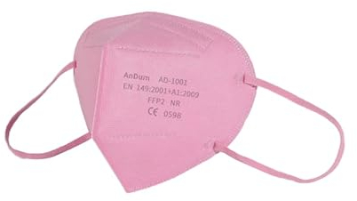 AnDum FFP2 Farbmaske Mundschutz, CE 0598, EN149, TUV Test, Filtration ≥98, SS-Vliess, Deutsche Tinte,50 Stück/Karton Einzeln Verpackt (Pink)