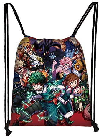 My Hero Academia Kordelzug-Tasche, Mha 3D-Druck, leicht, Kordelzug, Rucksack, Bergsteigen, String-Tasche, Typ4, 32*38cm