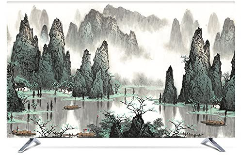 TV Cover Cover Sun Protection Computer Monitor Protector for Wall Hanging Desktop Curved Type Screen Soft Fabric Craft Tv cover (Color : I, Specification : 55 inch)