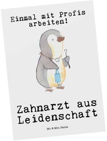 Mr. & Mrs. Panda Postkarte Zahnarzt Leidenschaft - Geschenk, Einladungskarten Geburtstag, Einladung, Geschenkkarte, Beruf, Ausbildung, Dankeskarte,