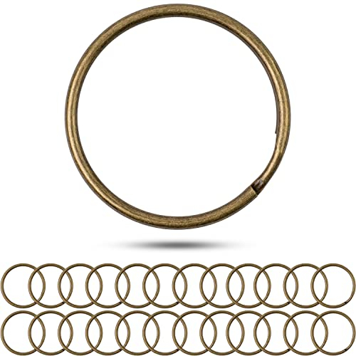 Schlüsselringe Set, Ø 25 mm Durchmesser, 24 Stück, aus gehärtetem Metall, in Bronze, Metall Ringe Schlüsselanhänger, Schlüssel Organisation Autoschlüssel, Haustürschlüssel, Spaltringe O Ring DIY Kit
