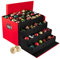 HOLDN' STORAGE Aufbewahrungsbox für Weihnachtsschmuck mit Trennwänden, für Ornamente bis zu 96 von 7,6 cm, große Weihnachtskugel-Aufbewahrungsbehälter mit 4 Ablagen, Rot