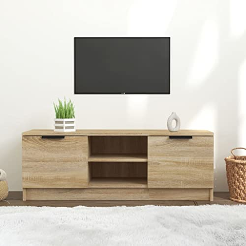 homiuse TV-Schrank TV Lowboard Sonoma-Eiche 102x35x36,5 cm Holzwerkstoff TV Board Fernsehschrank Fernsehtisch TV Kommode Fernseher Schrank TV Schrank TV Unterschrank TV Cabinet