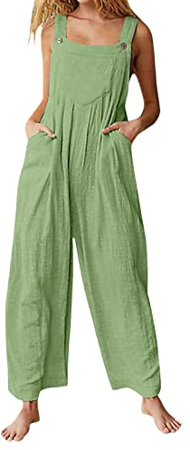 Damen Langarm Overall Aus Baumwoll Twill Arbeitsoverall,Hosen Damen Cargohosen Hosen Damen Stretch Jumpsuit Flauschig Sommer Shorts Mid-Waist Cuffed Saum Mit Taschen Latzhosen Damen Jeans(L,Minzgrün)