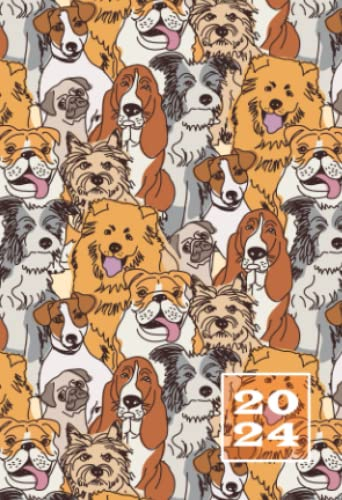 2024: A6 Wochentaschenkalender | 1 Woche auf 2 Seiten Terminplaner | Buchkalender im Mini Format | Weekly Planner Kalender | Jahresplaner Kalenderbuch ... Agenda Planer Klein & Kompakt | Lustige Hunde