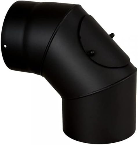 Ofenrohr Kaminrohr Rauchrohr Durchmesser 120 mm schwarz 2 mm Stahl - Bogen 90° mit Revision Ø 120mm
