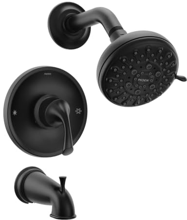 Moen Idora 82115BL Posi-Temp Badewanne und Dusche Wasserhahn mit Ventil, Mattschwarz