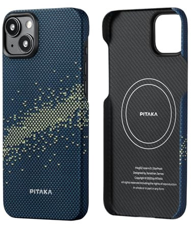 pitaka Ultradünne Hülle für iPhone 15 Plus Kompatibel mit Magsafe aus Aramidfaser Magnetische Schutzhülle mit 3D Textur Haptik Kratzfeste Handyhülle [MagEZ Case 4] Milchstraße Galaxie