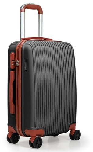 CALDARIUS Cabin Luggage | Durable Suitcases | Lightweight & Secure with Combination Lock | Smooth 4 Dual Spinner Wheels | Ideal Travel Bag & Luggage Sets (Grey, Cabin 20'')