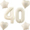 Beige Luftballons Zahl 40+4 pcs herz/stern Folienballon Zahl 40 .Geburtstag frau mädchen,40 Riesenzahl Ballons 40 .geburtstagsdeko mann,Zahlenballon 40, Helium Ballons 40 Zahlen Luftballon