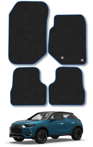 DS 3 Crossback (2019+) Carpet Car Mats | Blue Edge Trim Tailored Fit Floor Mats Full Coverage Protection Accessories Easy Clean Anti Slip Made in the UK