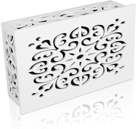AQQHSAIN Doorbell Chime Cover Box Only, Wood Doorbell Cover Inside Decorative Door Bell Chime Box Covering White Door Bell Cover for Indoor/Outdoor Home Wall