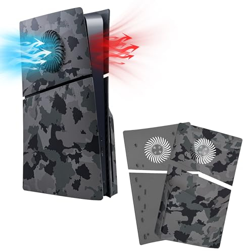 Mcbazel Faceplate Replacement for PS5 Slim Hard Side Panel Plate,Protective Replacement Cover with Cooling Vent Accessories for Playstation 5 Slim Disc Edition - Camouflage
