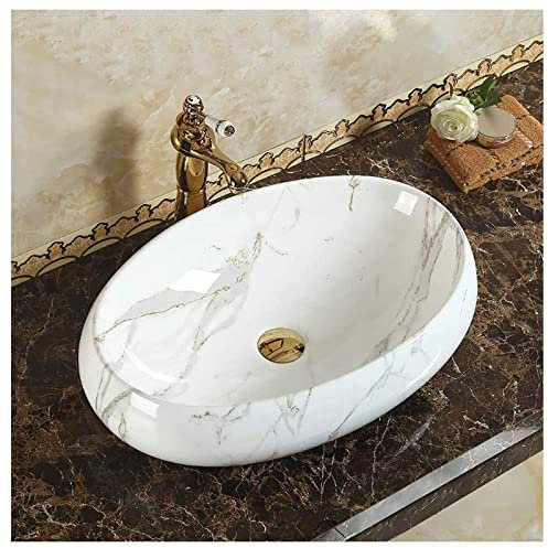 YOtat Lavabo De Salle De Bain Lavabo De Comptoir, Lavabo Petit Lavabo De Comptoir De Toilettes pour Invités Ensemble De Lavabo en Céramique Lavabo en Céramique Lavabo De Comptoir (C)