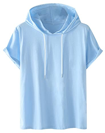 Hoodie Damen Kurzarm Einfarbig Kapuzenpullover Modische Sweatshirt Mit Kapuze Locker Kapuzenpulli Plus Size Hoody Oberteile Bequem Baumwolle Bluse Sommer Klassisch Tops Sportshirt Sommershirts